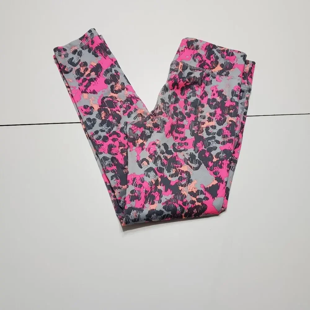 Old Navy Active Pant Girls Size 8 GoDry Hot Pink Leopard Legging Comfort Stretch